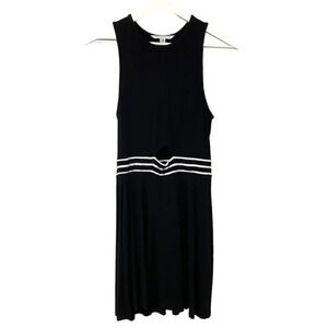 American Eagle  M Casual Black Jersey Dress Sleeveless Cut Out and White Trim